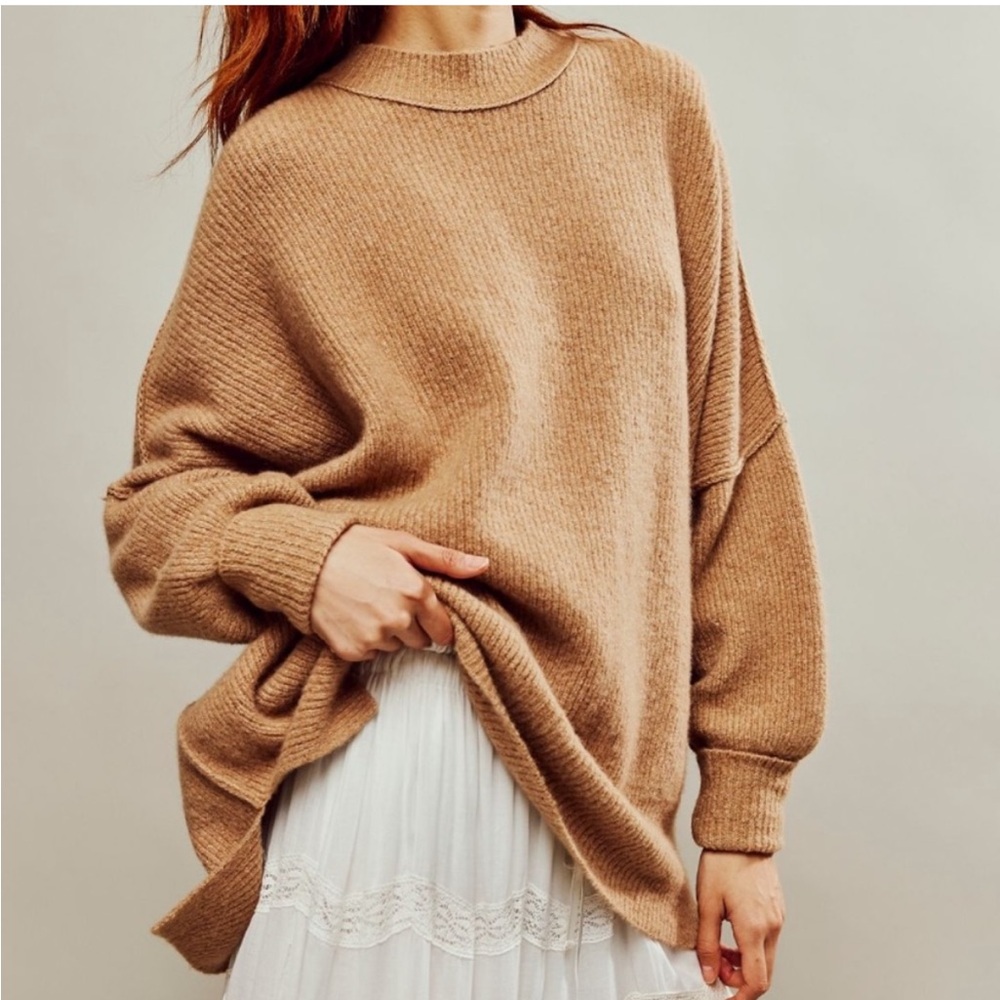 NWOT Free People Easy Street Tunic Luxe Cashmere Tunic Sweater - Camel - S
